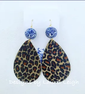 Chinoiserie Dark Leopard Print Earrings