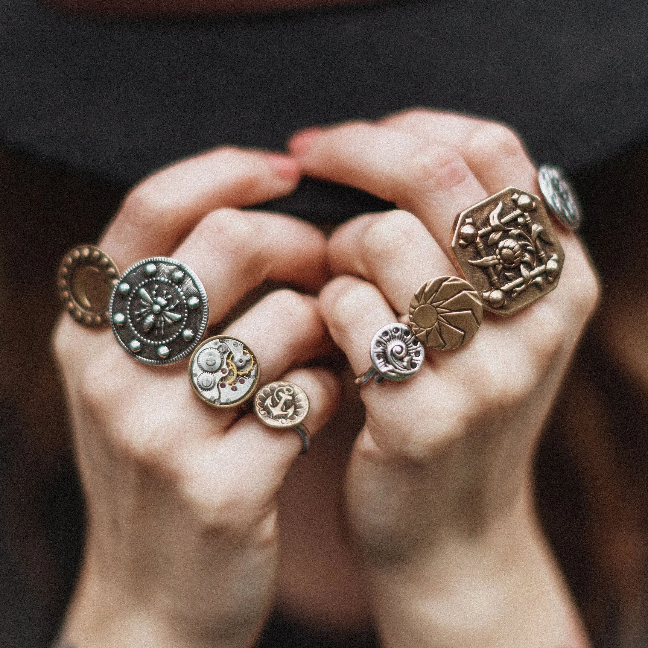 Cicada Ring with Salt & Pepper Diamond - size 8