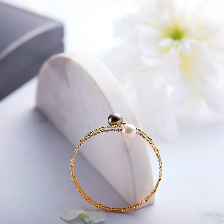 Coil Faceted Sea Pearl Bracelet