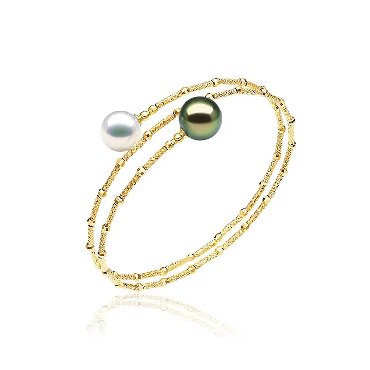 Coil Faceted Sea Pearl Bracelet