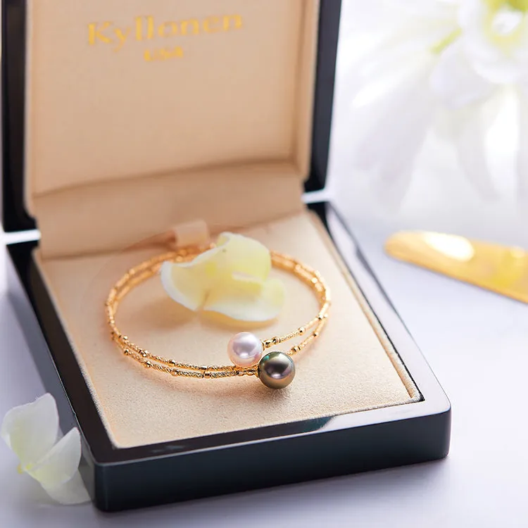 Coil Faceted Sea Pearl Bracelet