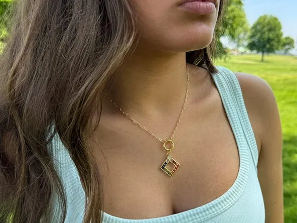 Colorful Stone Square Pendant