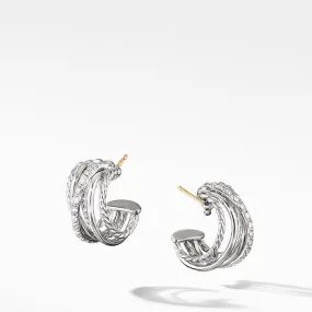 Crossover Huggie Hoop Earrings with Diamonds