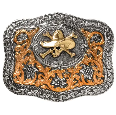 Crumrine Tri-Color Cowboy Skull Belt Buckle C10141