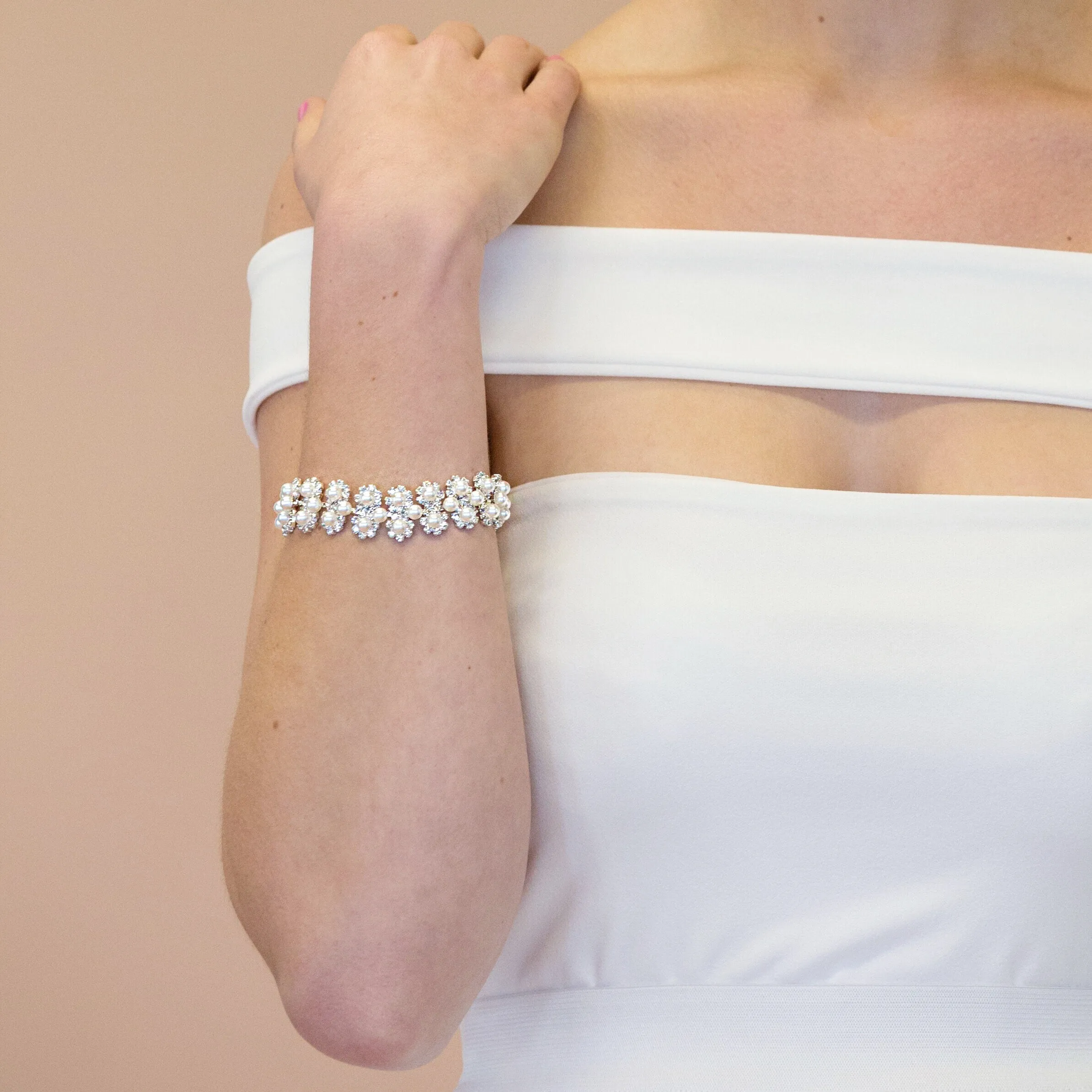 Crystal and Pearl Bridal Bracelet
