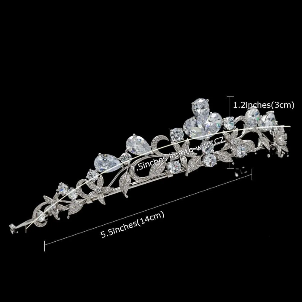 Cubic zircon wedding  bridal royal tiara diadem crown HG0063