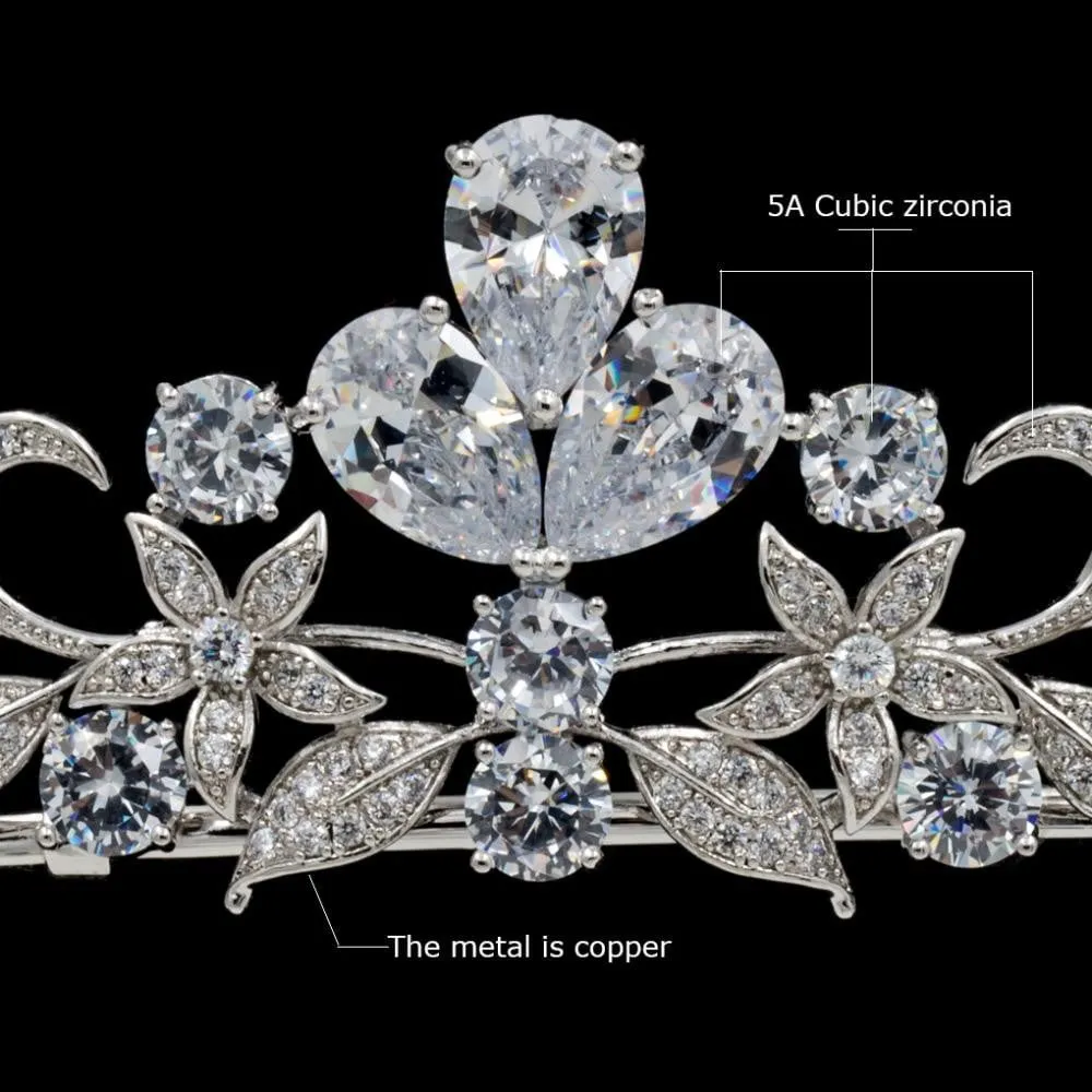 Cubic zircon wedding  bridal royal tiara diadem crown HG0063