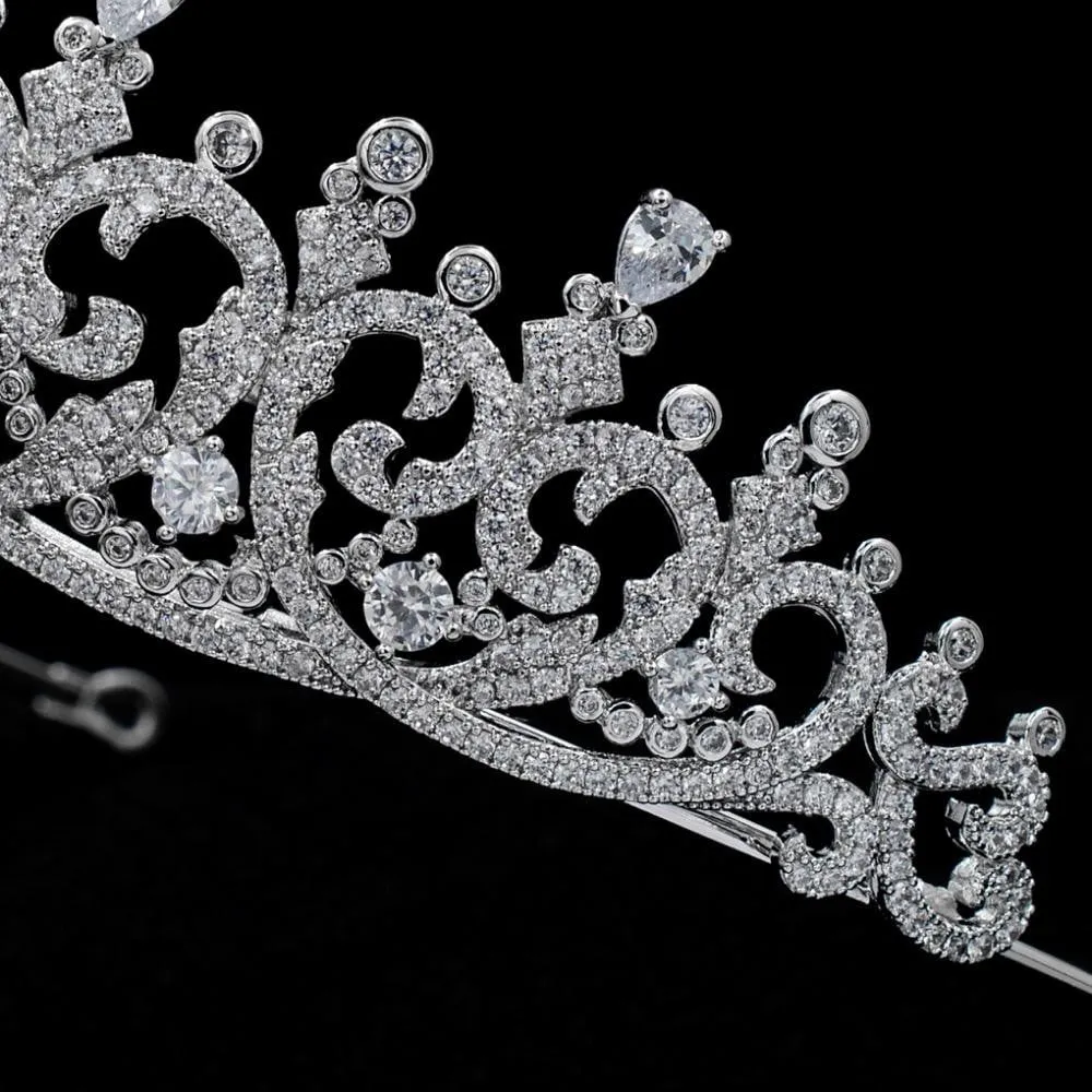 Cubic zircon wedding bridal tiara diadem hair jewelry S16417
