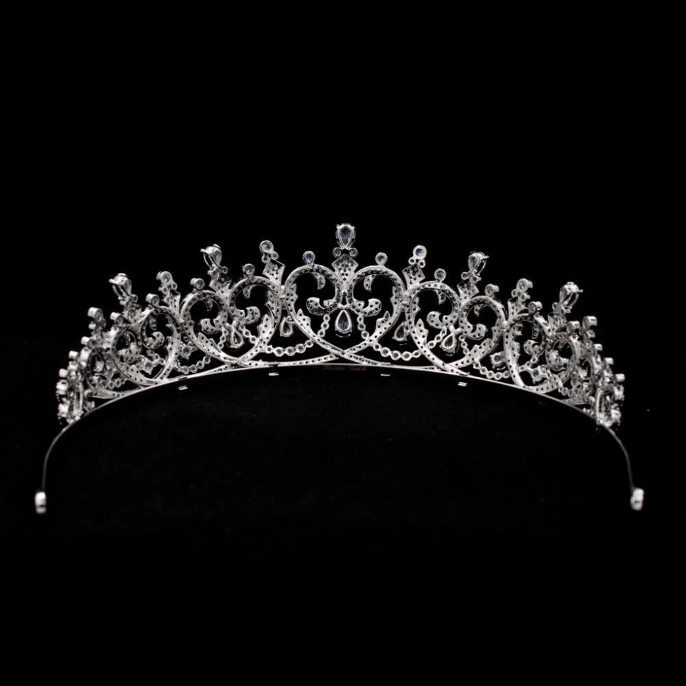 Cubic zircon wedding bridal tiara diadem hair jewelry S16417