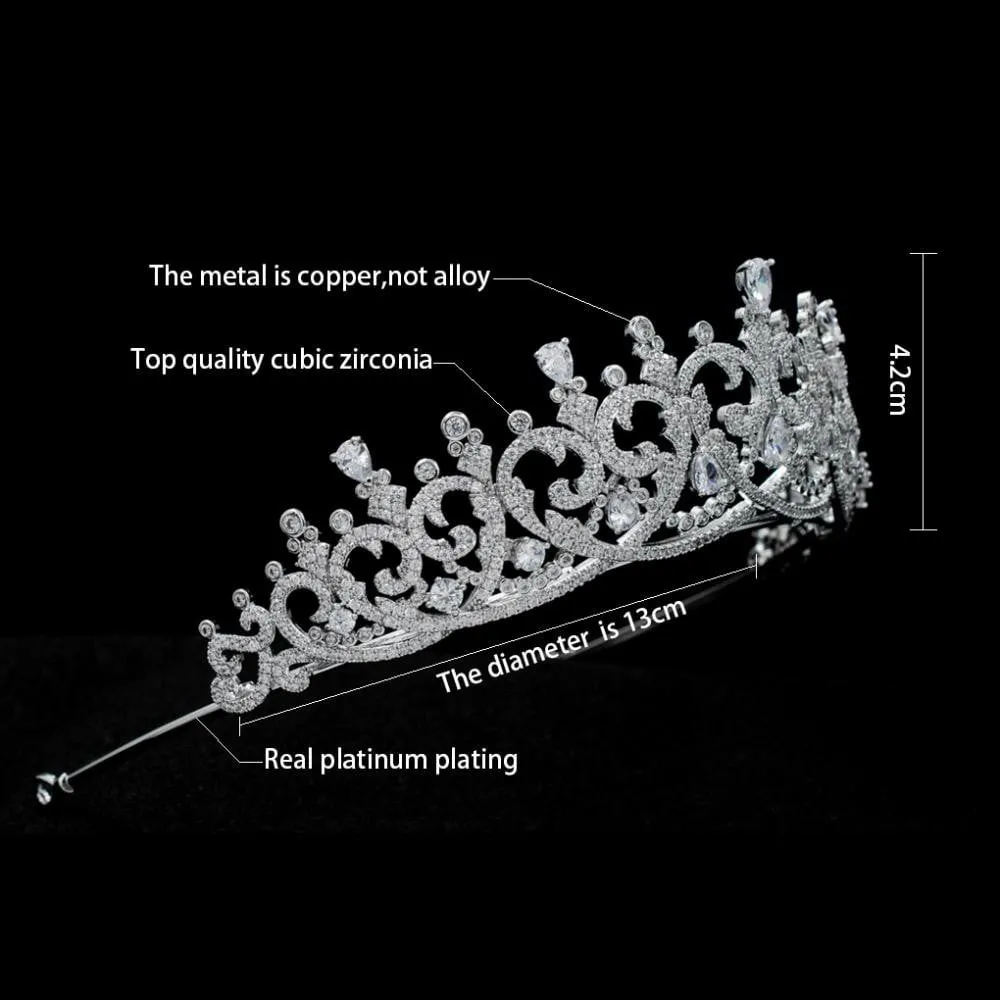 Cubic zircon wedding bridal tiara diadem hair jewelry S16417