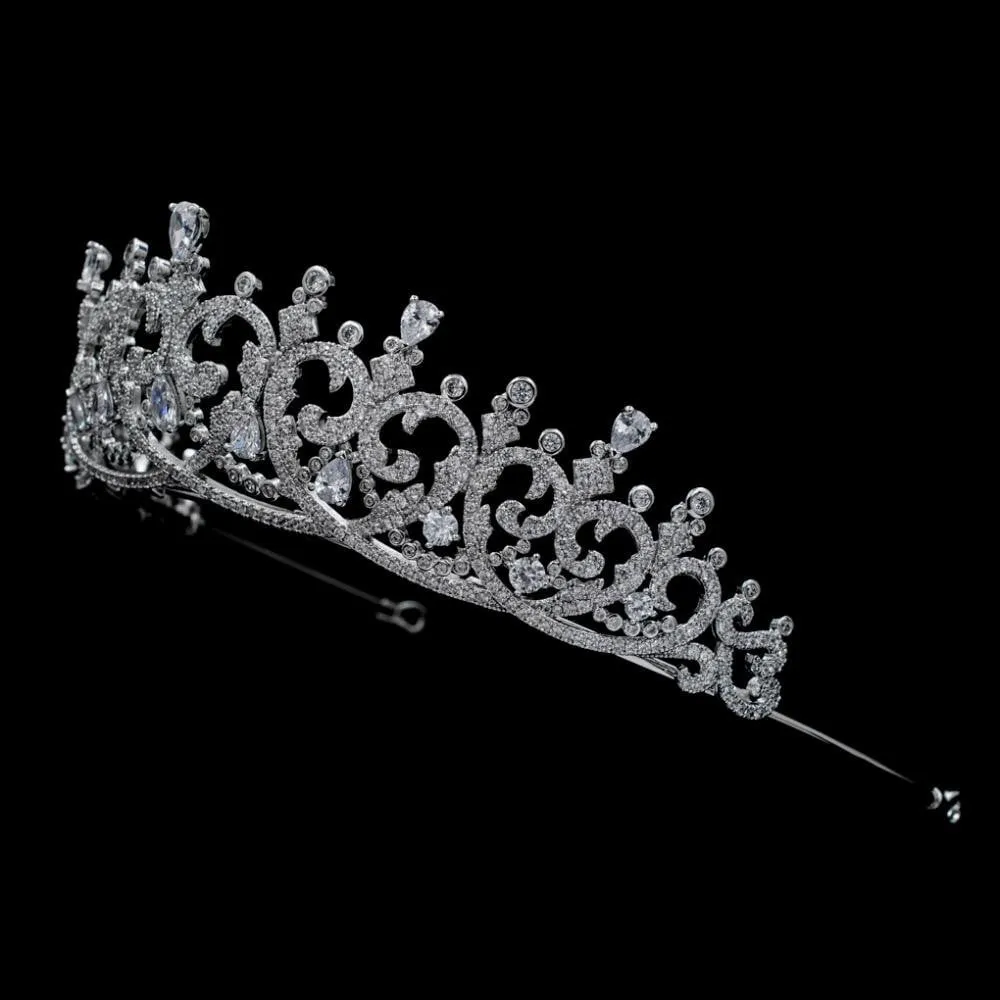 Cubic zircon wedding bridal tiara diadem hair jewelry S16417