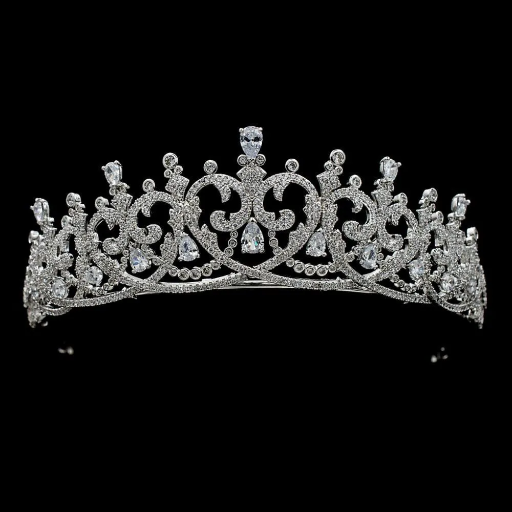 Cubic zircon wedding bridal tiara diadem hair jewelry S16417