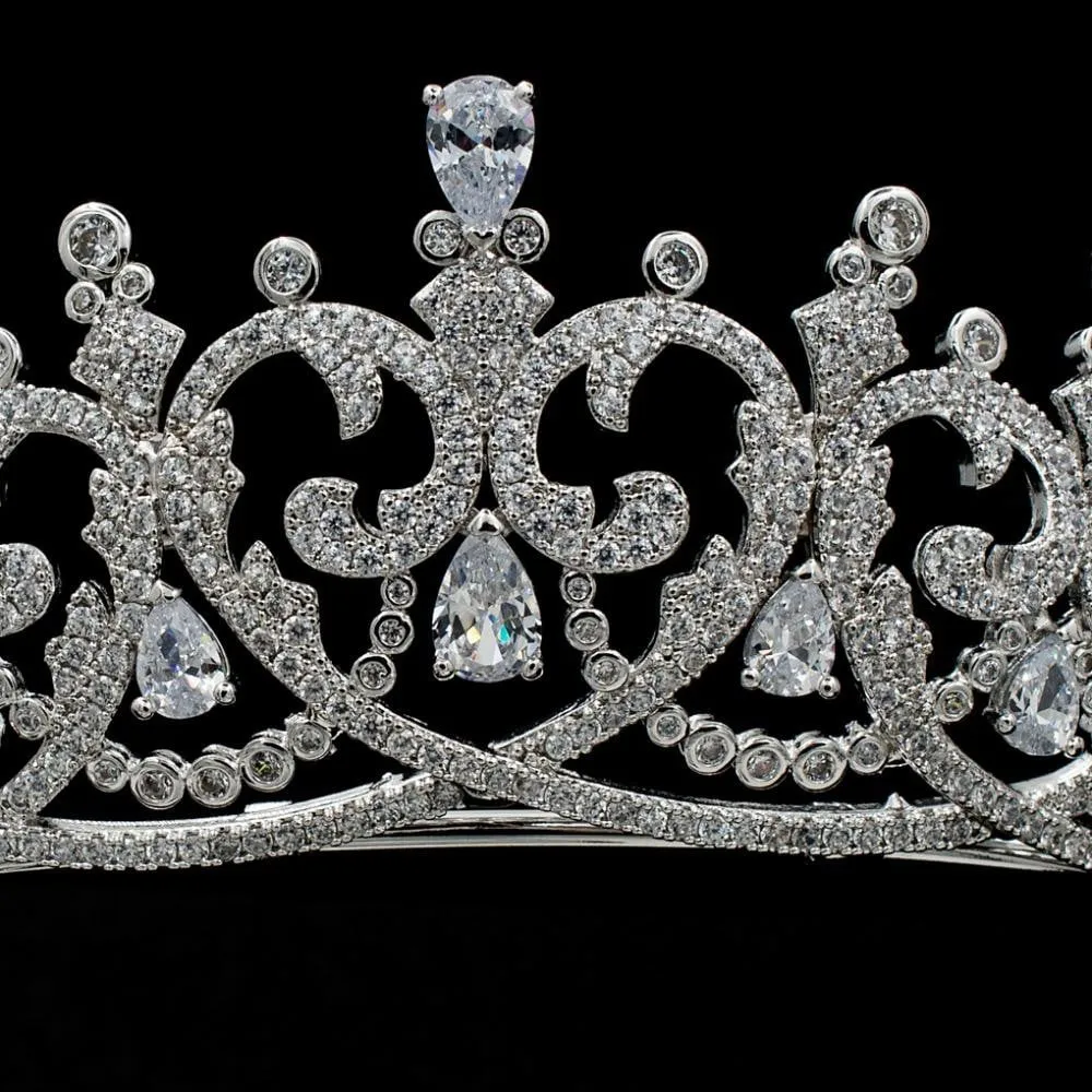 Cubic zircon wedding bridal tiara diadem hair jewelry S16417