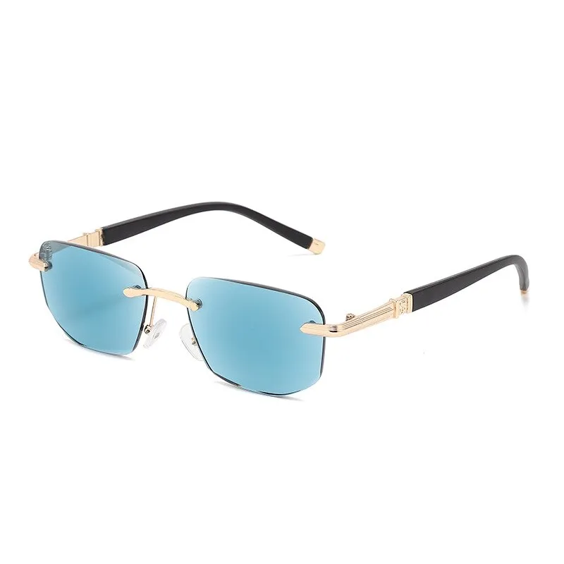 Cubojue Unisex Rimless Square Alloy Dark Green Lens Hyperopic Reading Glasses