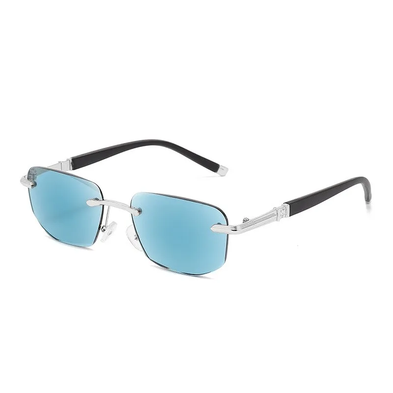 Cubojue Unisex Rimless Square Alloy Dark Green Lens Hyperopic Reading Glasses