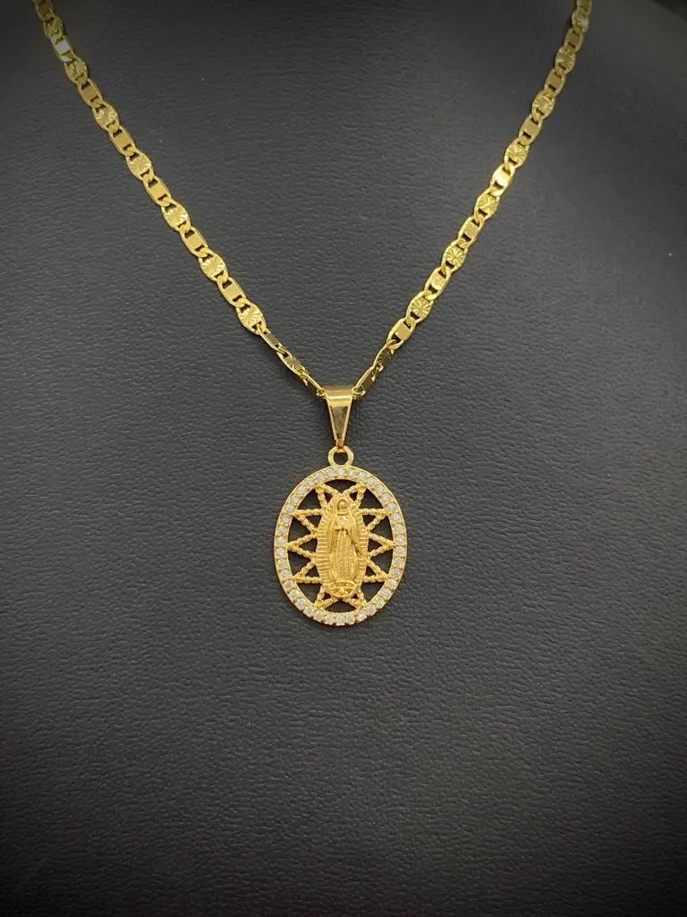 CZ Our Lady of Guadalupe Necklace Valentino Chain Dainty Gifts Catholics