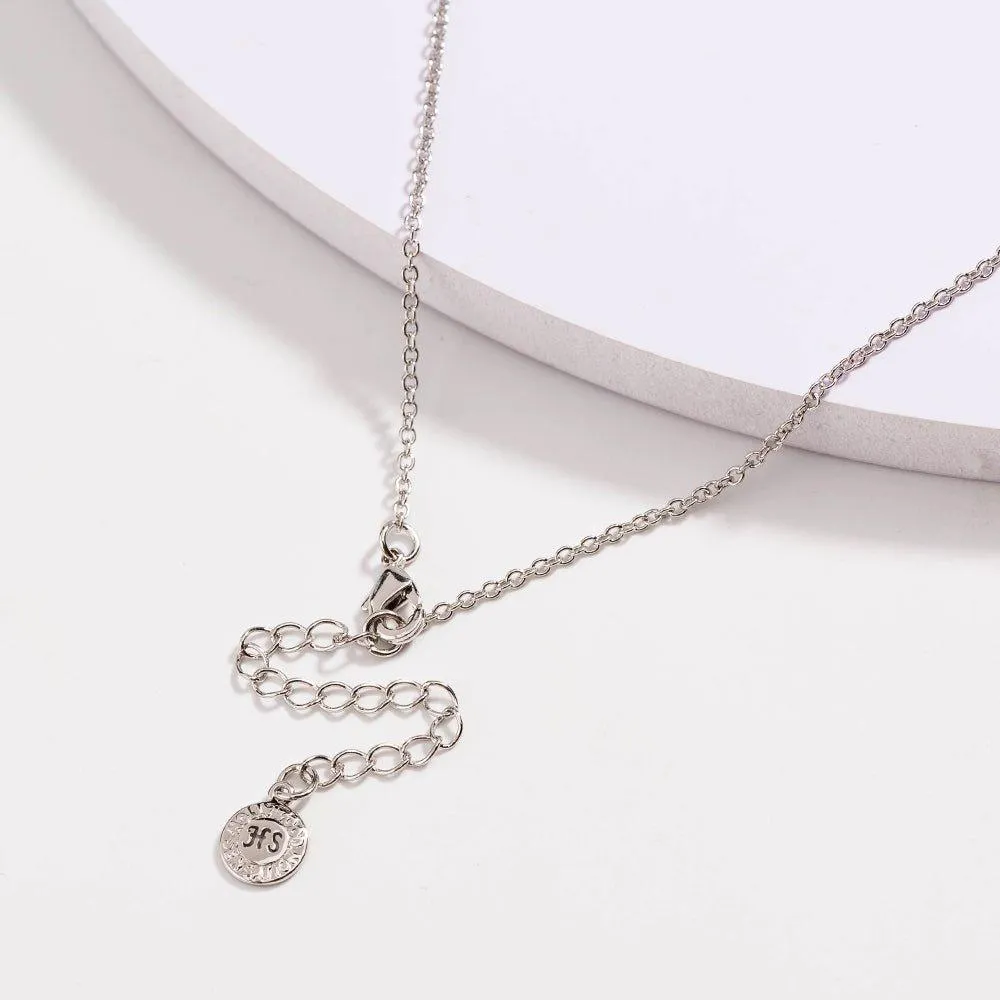 Dainty Black Onyx Beaded Link Necklace for Women in White or Yellow Gold by Hollywood Sensation®