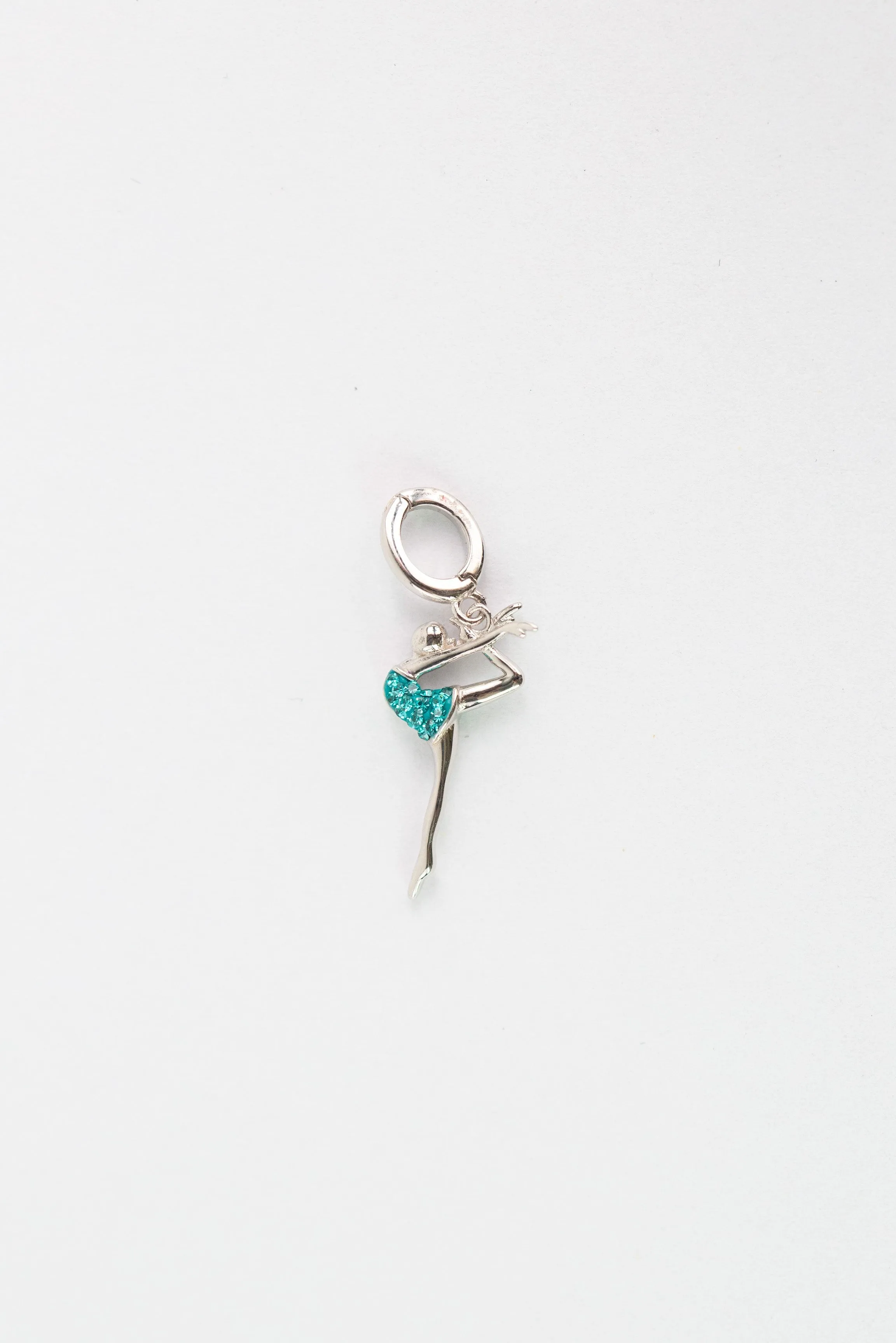 Dancer Leap in Air (In A Scorpion Kick) Crystal Sterling Silver Charm