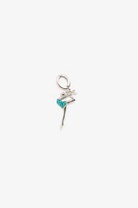 Dancer Leap in Air (In A Scorpion Kick) Crystal Sterling Silver Charm