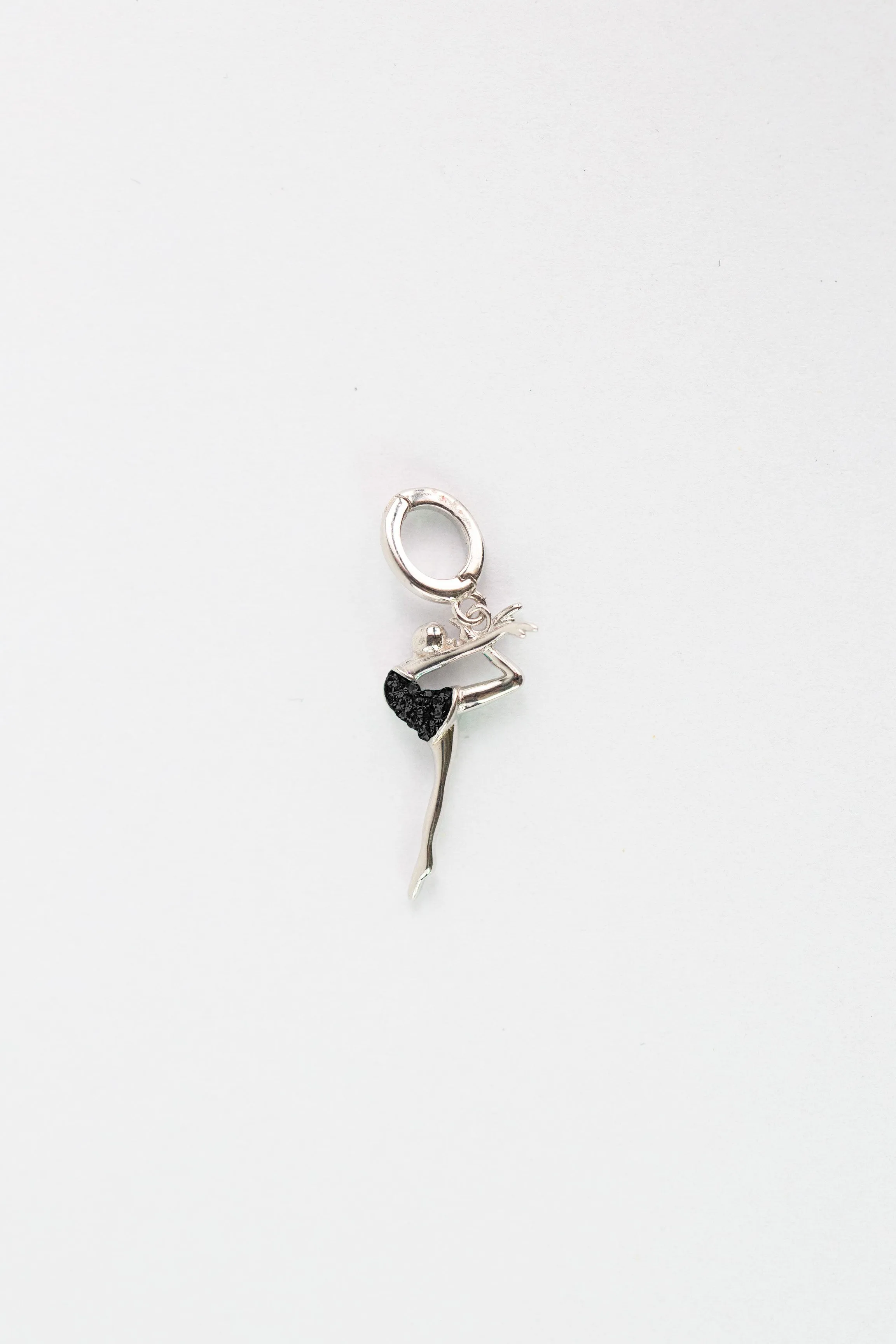 Dancer Leap in Air (In A Scorpion Kick) Crystal Sterling Silver Charm