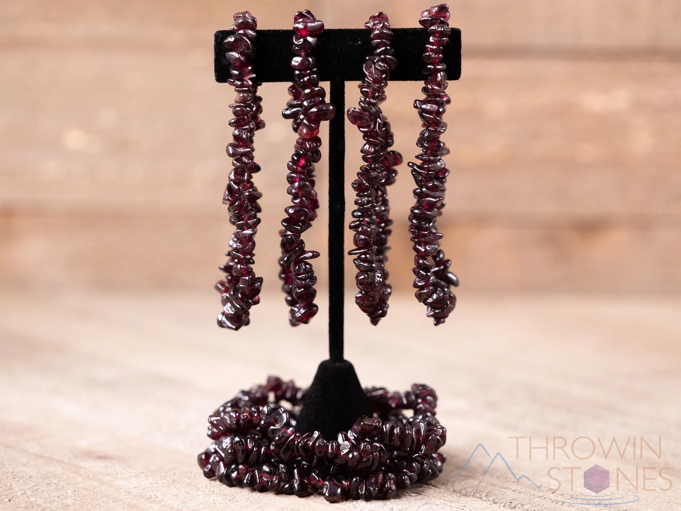 Dark GARNET Crystal Bracelet - Chip Beads - Birthstone Bracelet, Beaded Bracelet, Handmade Jewelry, Healing Crystal Bracelet, E1769