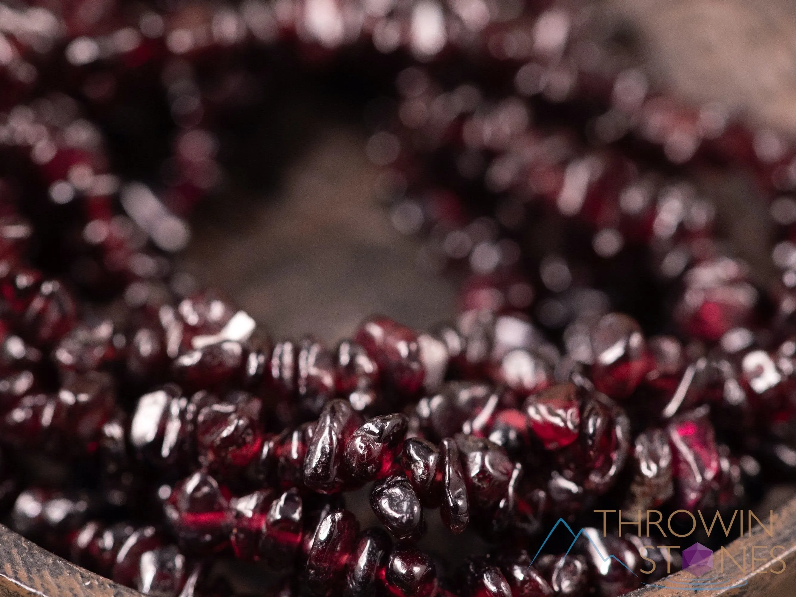 Dark GARNET Crystal Bracelet - Chip Beads - Birthstone Bracelet, Beaded Bracelet, Handmade Jewelry, Healing Crystal Bracelet, E1769