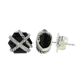 David Yurman Sterling Black Onyx Cable Wrap Earrings