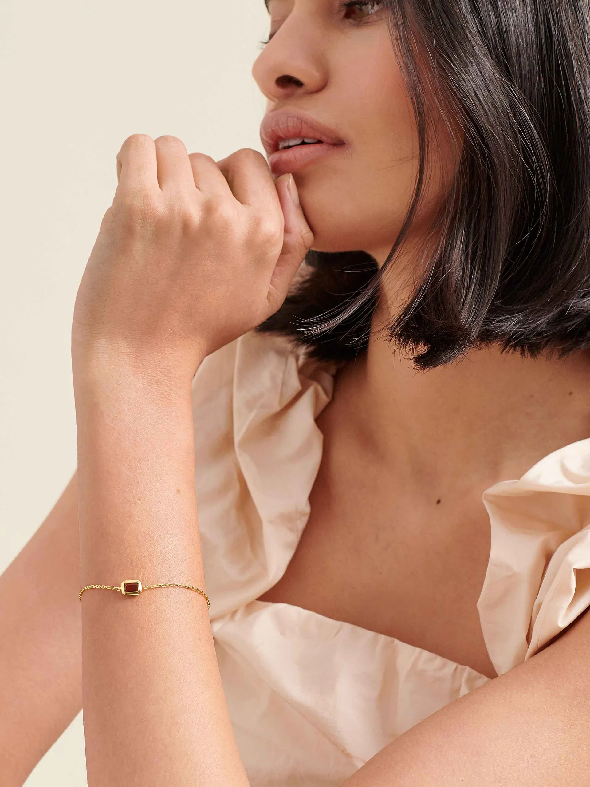 Deco garnet January birthstone bracelet