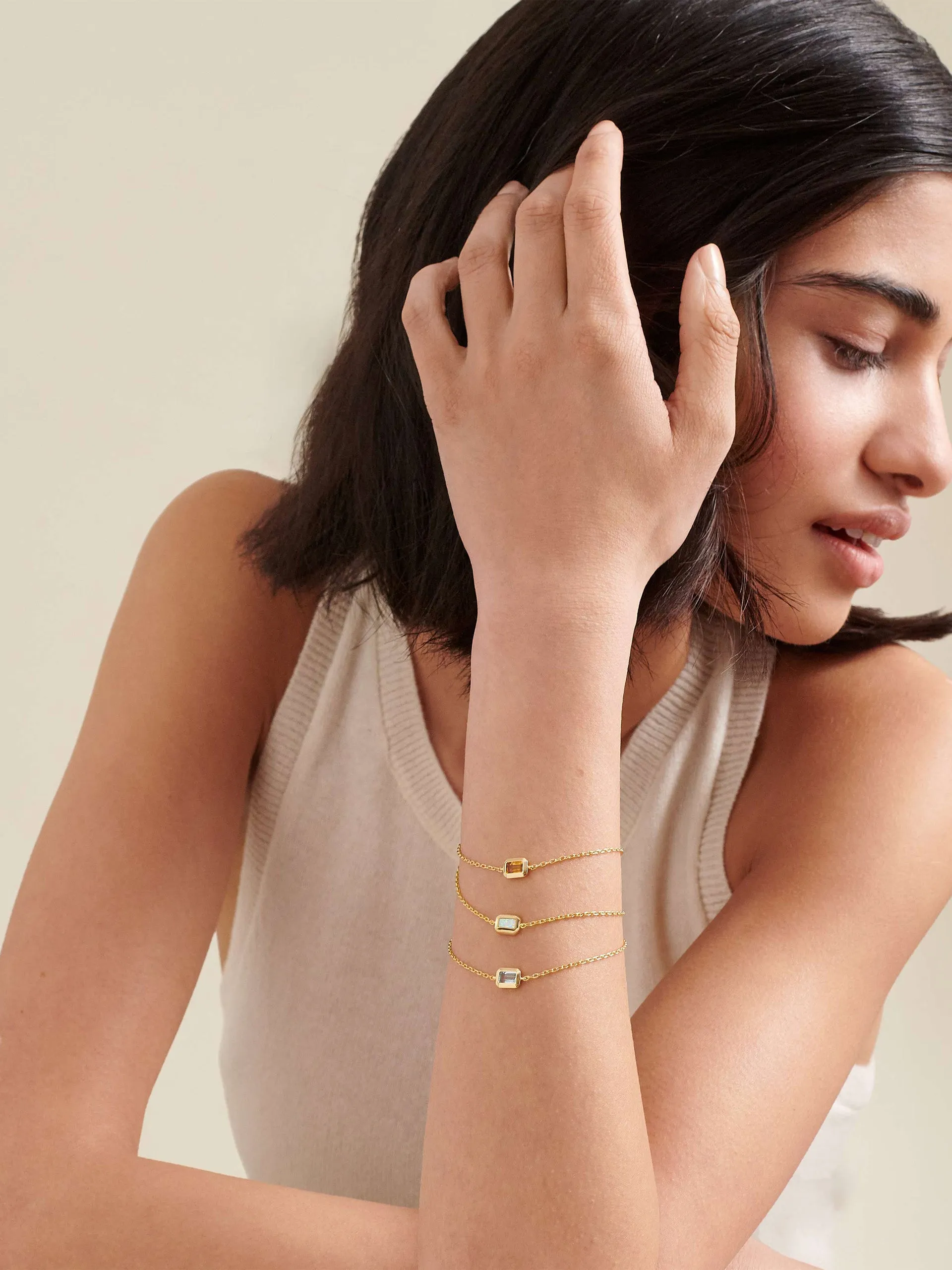 Deco garnet January birthstone bracelet