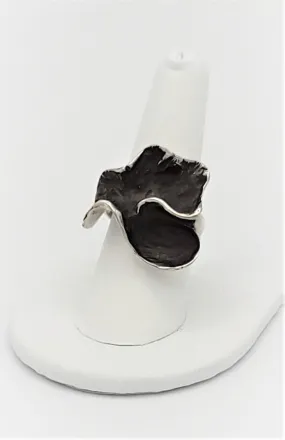 Designer HOB Mexico New York Abstract Mod Flower Sterling Cocktail Ring 1980s