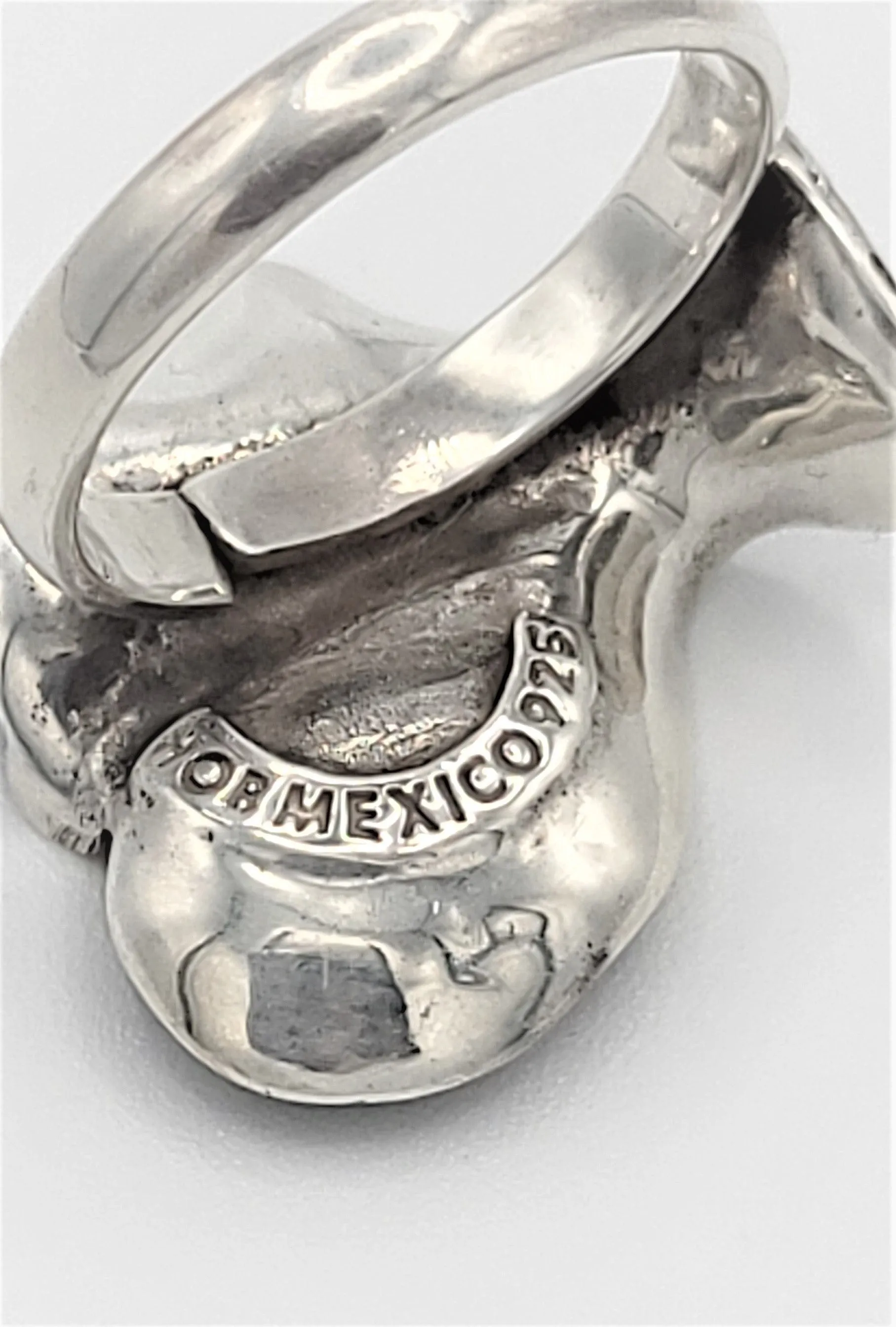 Designer HOB Mexico New York Abstract Mod Flower Sterling Cocktail Ring 1980s