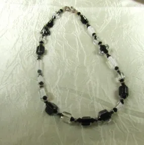 Designer White & Black Artisan Bead Necklace