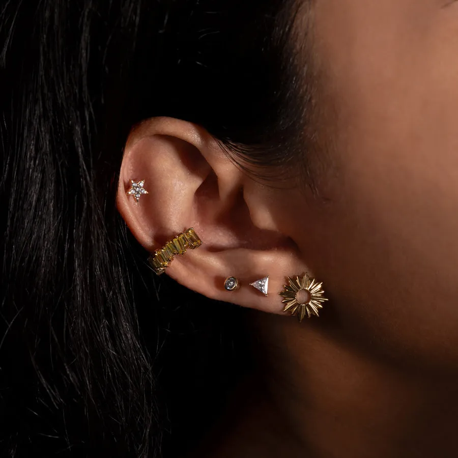 Diamante 14K Solid Gold Front Earring Stud