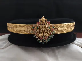 Divine Lakshmi and Peacock Hip-Belt with Jadau Kundan Stones