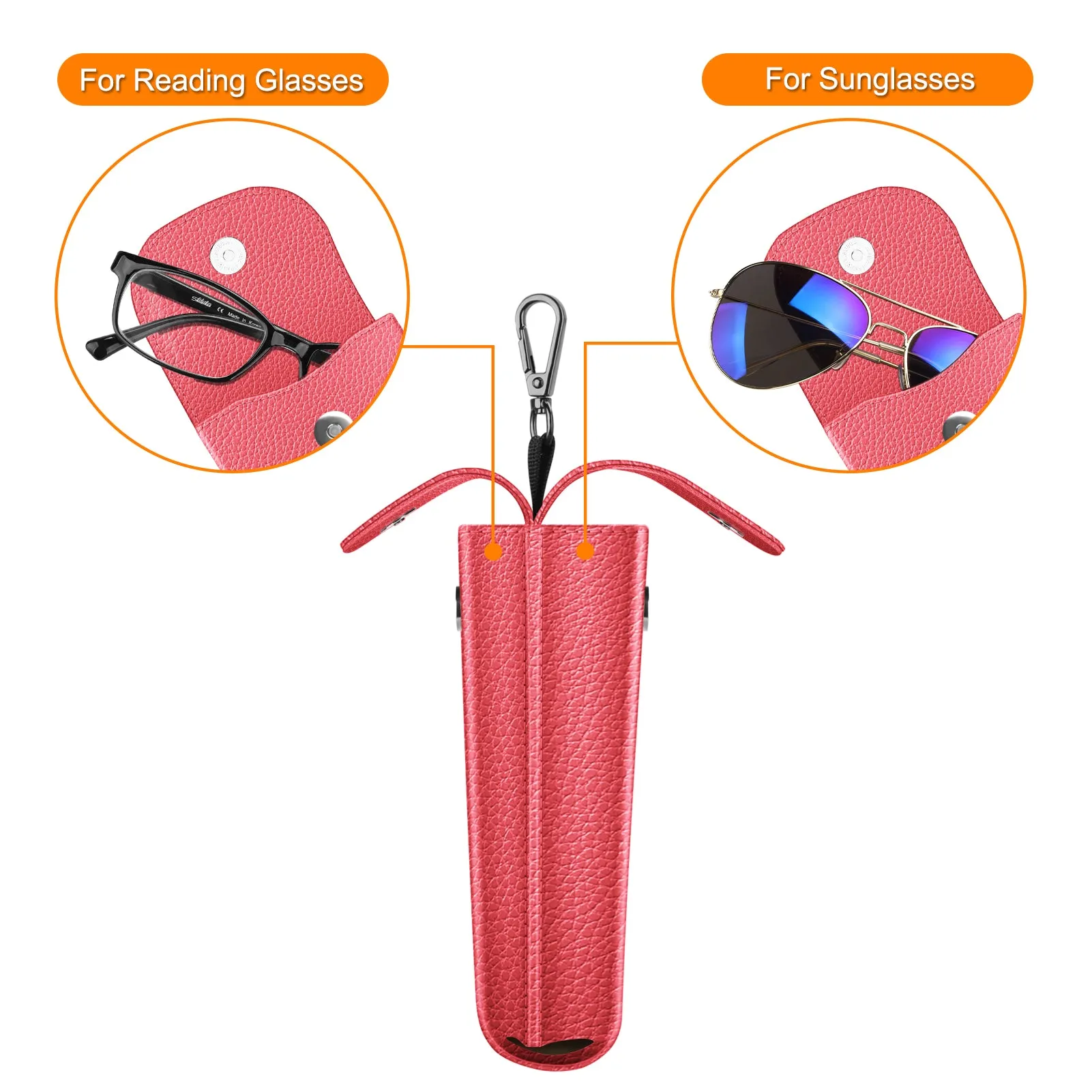 Double Eyeglasses Case with Carabiner Hook | Fintie