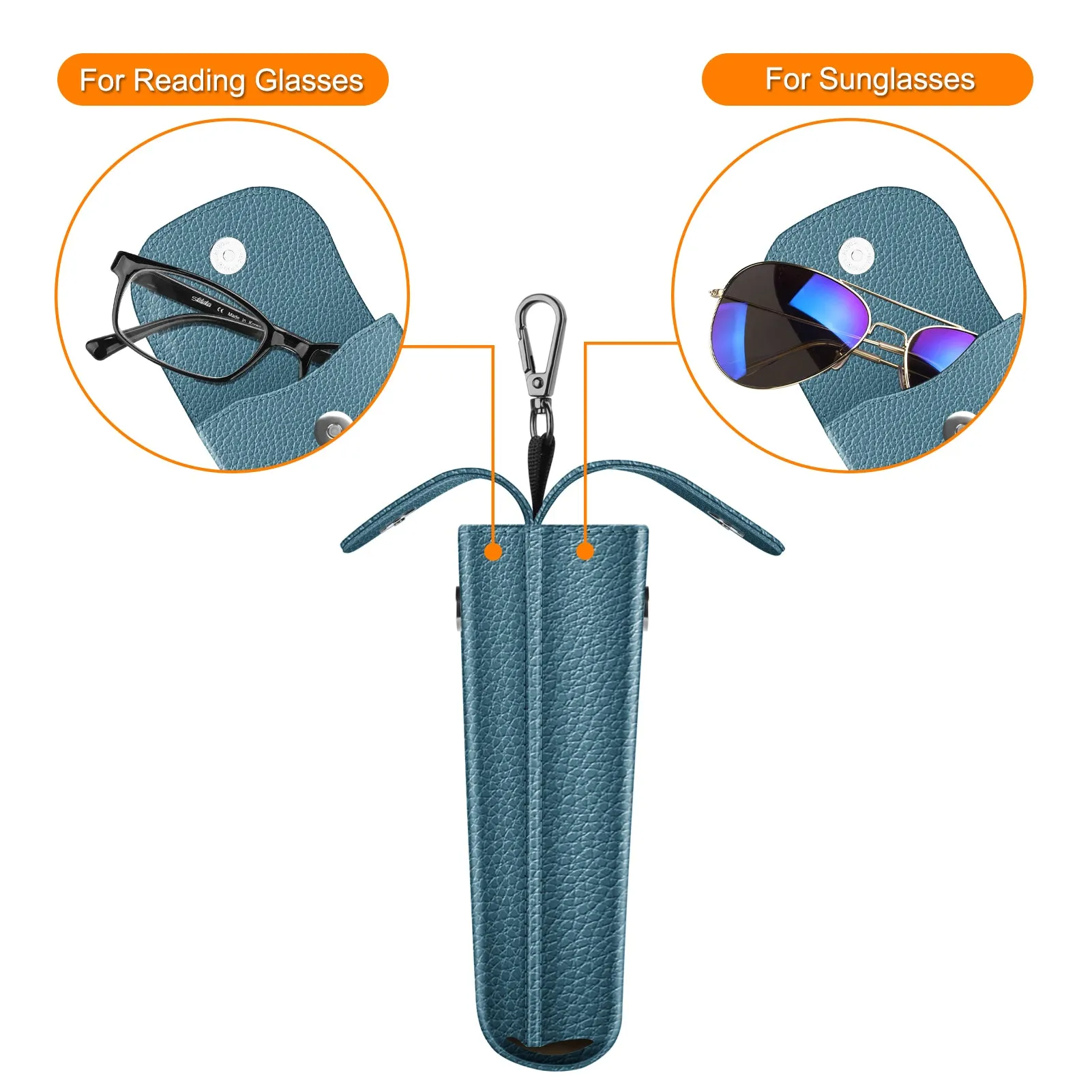 Double Eyeglasses Case with Carabiner Hook | Fintie