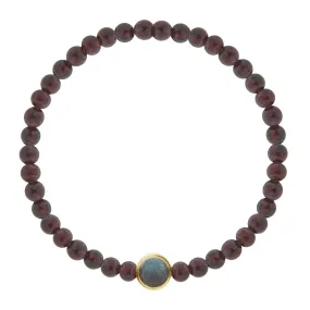 Dual-Sided Collar with Labradorite Cabochon & Black Diamond on Beaded Bracelet