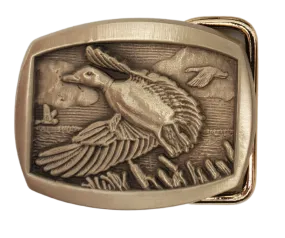 Duck Scene Small Belt Buckle Pewter