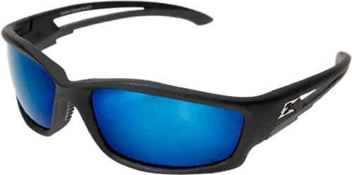 Edge Eyewear Kazbek GTSKAP218  Black Frame with Gasket Polarized Aqua Precision Blue Mirror Lens Glasses