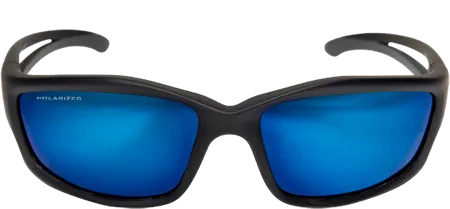 Edge Eyewear Kazbek GTSKAP218  Black Frame with Gasket Polarized Aqua Precision Blue Mirror Lens Glasses