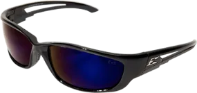 Edge Eyewear Kazbek XL GSK-XL118 Black Frame with Gasket Blue Mirror Lens Glasses