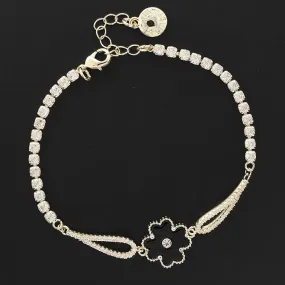 Equilibrium Clover Mother Of Pearl Crystal Bracelet Black