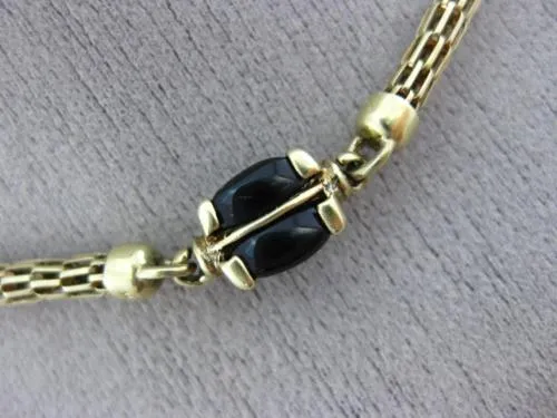 ESTATE EXTRA LONG AAA ONYX 14KT YELLOW GOLD CLASSIC TURTLE BY THE YARD NECKLACE