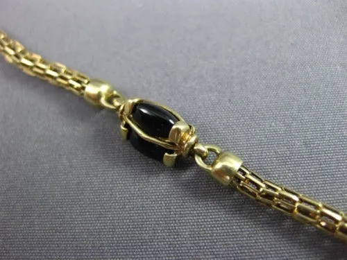 ESTATE EXTRA LONG AAA ONYX 14KT YELLOW GOLD CLASSIC TURTLE BY THE YARD NECKLACE
