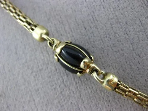 ESTATE EXTRA LONG AAA ONYX 14KT YELLOW GOLD CLASSIC TURTLE BY THE YARD NECKLACE