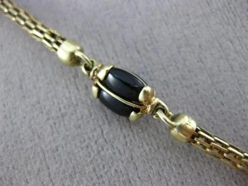 ESTATE EXTRA LONG AAA ONYX 14KT YELLOW GOLD CLASSIC TURTLE BY THE YARD NECKLACE
