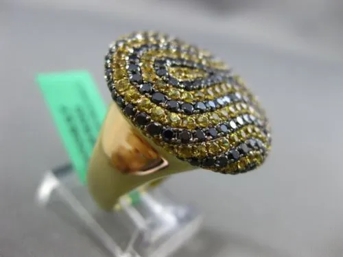 ESTATE MASSIVE 4.19CT BLACK DIAMOND & YELLOW SAPPHIRE 18KT YELLOW GOLD FUN RING