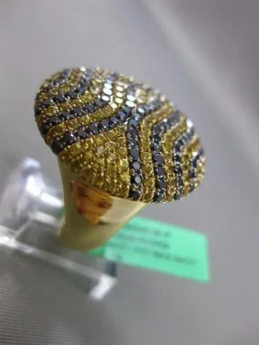 ESTATE MASSIVE 4.19CT BLACK DIAMOND & YELLOW SAPPHIRE 18KT YELLOW GOLD FUN RING