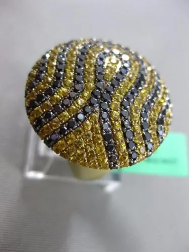 ESTATE MASSIVE 4.19CT BLACK DIAMOND & YELLOW SAPPHIRE 18KT YELLOW GOLD FUN RING