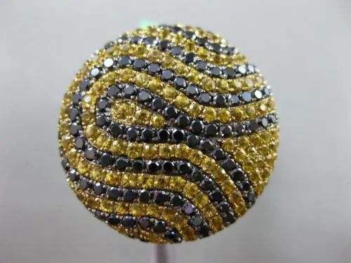 ESTATE MASSIVE 4.19CT BLACK DIAMOND & YELLOW SAPPHIRE 18KT YELLOW GOLD FUN RING